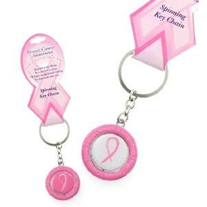  Breast Cancer Awareness Pink Ribbon Spinning Keychain Automotive
