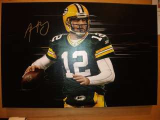 Aaron Rodgers Signed IN MOTION 36X24 Canvas   COA From Legends Of 