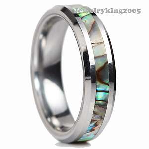 5mm Tungsten Ring Womens ABALONE SHELL Wedding Band  
