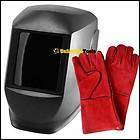   Lens Welding Helmet + Red Welding Glove Welders DIY AUTO Garage HD