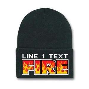 Firefighter Winter Hat   Fire Flame Style Custom Embroidered Winter 