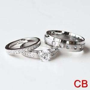 Engagement Wedding Bridal Ring Set For Him and Her Three Ring Set 