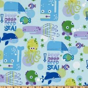   Deep Sea Sealife Light Blue Fabric By The Yard Arts, Crafts & Sewing