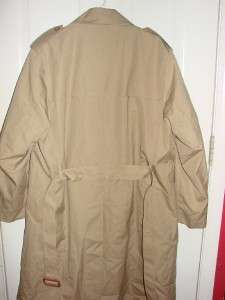 MISTY HARBOR Khaki Long Double Breast Overcoat Trench Liner Belt Coat 
