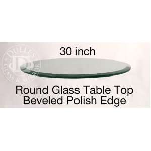 Glass Table Top 30 Round, 1/4 Thick, Beveled Edge, Tempered Glass 