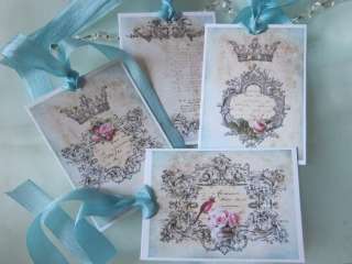 Cherubs♥ BIRDS Roses♥ Crown ♥FRENCH Chic GIFT TagS 8 