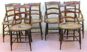 Antique Walnut and Cane Chairs Set of 6 c.1880  