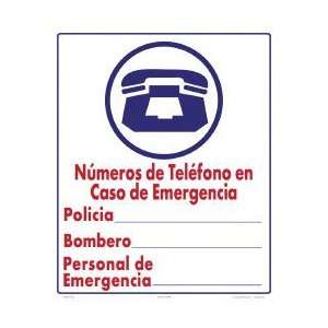  Emergency Phone Numbers Spanish Sign 6004Ws1012S 