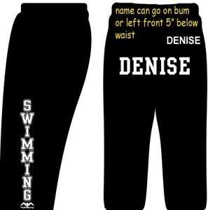 Swimming Sweats Custom Name & # Swim Pants Team School Club Pool 