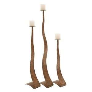 Ambiente Handmade Wrought Iron Set Of 3 Floor Candleholders With Aged 