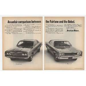  1967 AMC Rebel 550 vs Ford Fairlane 2 Page Print Ad (16423 