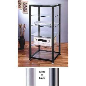 VTI EGR 6 Shelf Audio Rack with Glass Shelves (Black or Silver Poles 