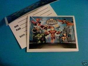 12 Marvel Super Hero Squad Party Invitations w/ env.  