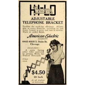  1918 Ad American Electric Adjustable Telephone Bracket 