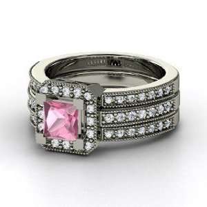  Va Voom Ring, Princess Pink Tourmaline 14K White Gold Ring 
