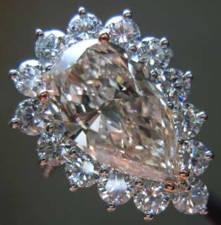 02 Pear Shape Complex Light Brown Color Platinum Ring R3427 Diamonds 