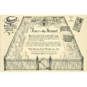 com 1928 Ad Stewart Iron Works Co Iron Fence Cincinnati Ohio Fencing 