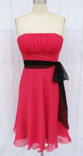 BL1191UP Hot Pink Pleated Bust Padded strapless Bridesmaid party dress 
