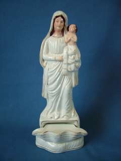 Staffordshire Holy Water stoup with Jesus and Mary  