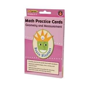  Brain Blasters Math Practice Cards, Geometry/Measurements, Grades 4 