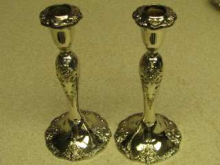 WALLACE BAROQUE Silver Plated Candlestick Pair Pattern 750  