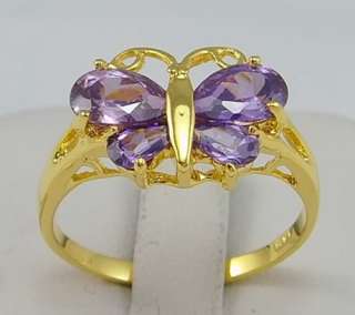   Exquisite 14K Real Gold Filled 4ct CZ Butterfly Tanzanite ring sz8