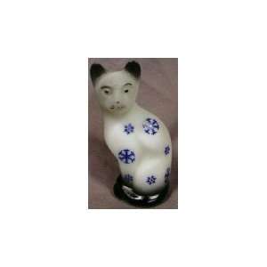  Sand Carved Hand Painted Snowflake Fenton 5 Stylized Cat 