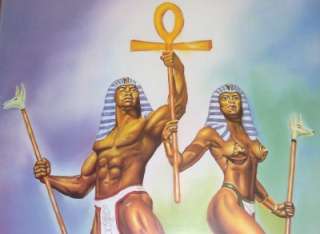 EGYPTIAN KING QUEEN BLACK AFROCENTRIC ART KEMET CONRAD  