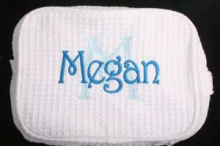 Personalized Monogrammed Lg Waffle Weave Cosmetic Bag  7 colors to 