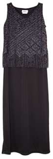 AGB BYER Long Black Boho Sparkle Slinky Dress 6 NEW NWT  