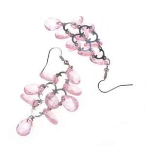  Pink Fashion Water Shape Eardrop Stylish Ear Ring Sterling 