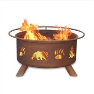 Bundle 67 Bear & Tree Fire Pit with Cover (3 Pieces) Height 6 inch