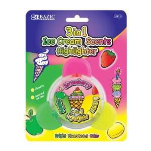  BAZIC Ice Cream Scented 3 in 1 Highlighters, Case Pack 144 