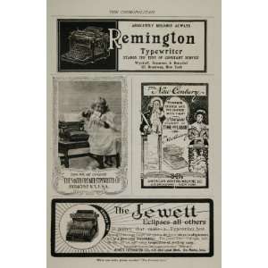  1899 Vintage Print Ad Typewriters Remington Jewett NICE 