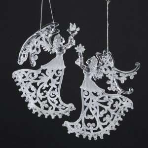   Curled Wing and Dress Angel Christmas Ornaments