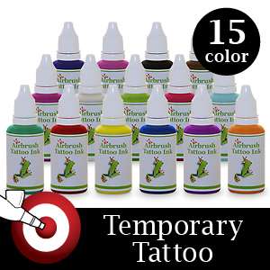 15 Color Temporary Tattoo Airbrush Paint Body Ink Set  