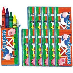  12 Boxes of Barnyard Farm Animal Theme 4pc Crayons Toys & Games