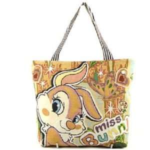  large Bunny Rabbit happy face canvas college student Bag 