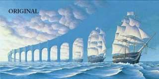 Ships or Bridge Cross Stitch Pattern Optical Illusion  