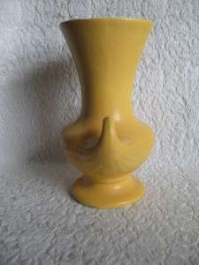 Vintage Antique Mustard Yellow Vase Urn Aladdin Handles  