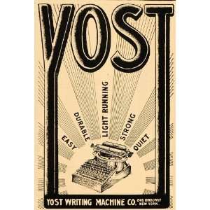 1904 Vintage Ad Yost Typewriter Writing Machine Antique   Original 
