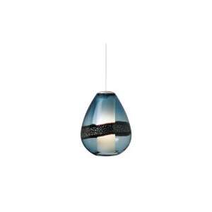   One Light Pendant in Bronze Shade Color Steel Blue
