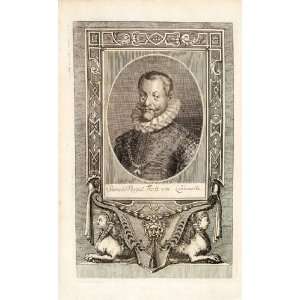  1722 Copper Engraving Portrait Stencko Poppel Furst Von 