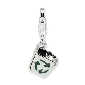   Vita Sterling Silver 3 D Recycle Bin Charm with Lobster Clasp Jewelry