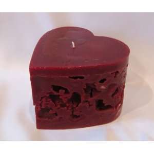 Hand Poured Heart 3.25x5 Ice Wax Candle, Burgandy Red 
