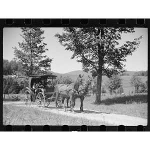   Vermont carriage and farm family near North Hyde Park, Vermont 1936