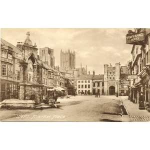 com 1910 Vintage Postcard Market Place featuring the Temperance Hotel 