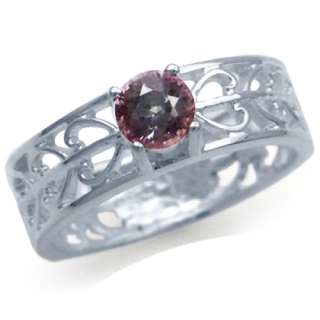 Pink Tourmaline, Alexandrite 925 Silver Filigree Ring  