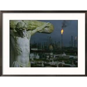 Crucifixion Statue in Holy Rosary Cemetery Overlooks Petrochemical 