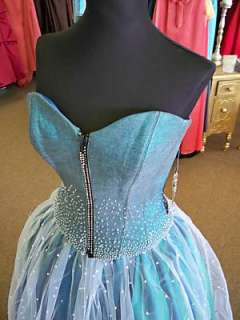 Teal 2 Piece Prom Pageant Strapless BallGown New Sz 8  